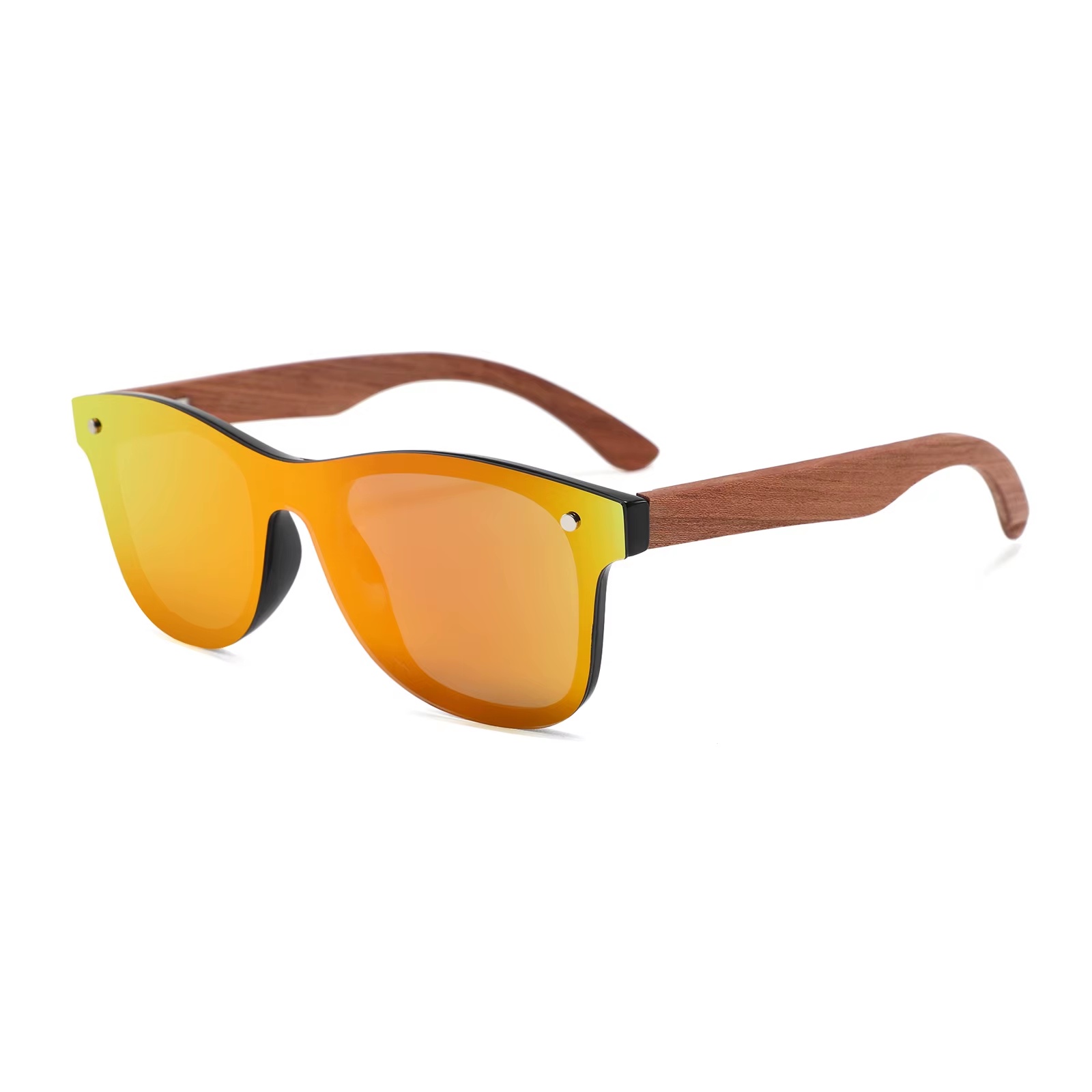 Morwaves Solar mirrored sunglasses with natural wood temples